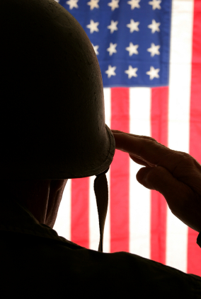 Solider saluting the flag